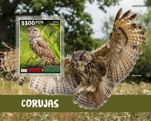 Guinea-Bissau Birds on Stamps 2020 MNH Owls Burrowing Owl Eagle-Owl 1v S/S