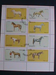 ​NAGALAND STAMP-1973 WORLD COLORFUL LOVELY BEAUTIFUL HORSES-CTO SHEET VF