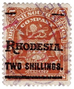 (I.B) Rhodesia/BSAC Revenue : Duty Stamp 2/- on 5/- OP