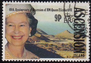 Ascension 1992 used Sc #531 9p QEII 40th ann Accession to the Throne