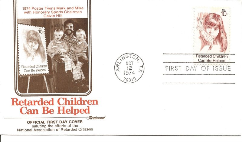 US Scott #1549, First Day Cover 10/12/74 Arlington Single Retarded Children