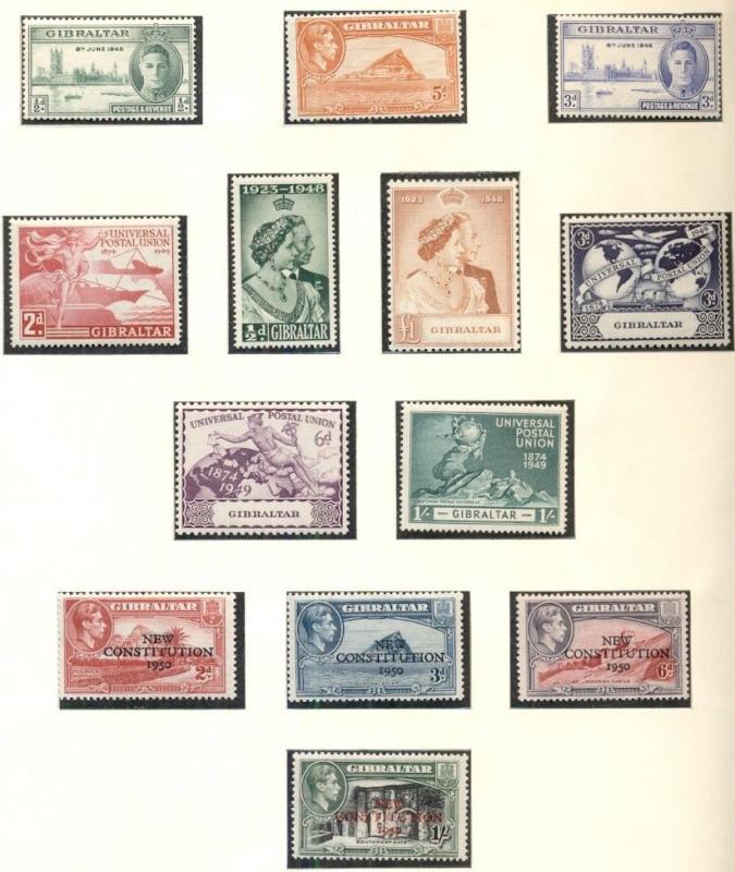 GIBRALTAR COLLECTION 1937-1989, in Lindner Hingeless Album, Mint, Scott $916.00