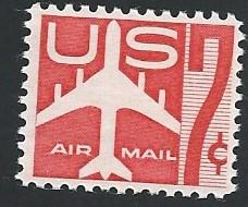 US Scott #C60 7c Carmine Jet Plane (1960) MNH