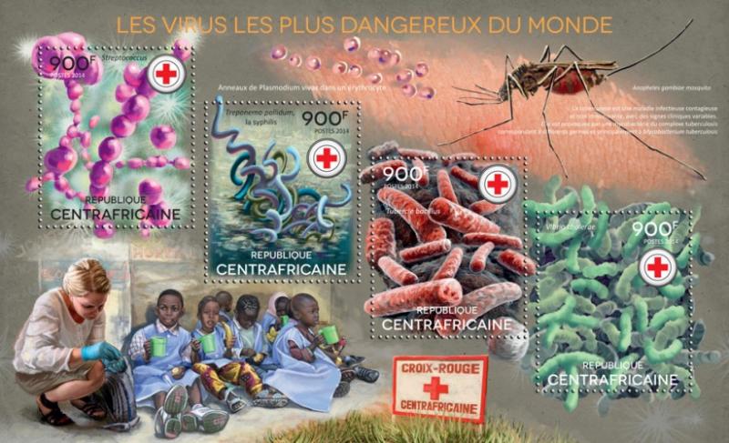CENTRAFRICAINE 2014 SHEET RED CROSS DANGEROUS VIRUSES