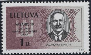 Lithuania 2001 Sc 686 1 l Saliamonas Banaitis, newspaper publisher