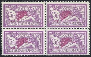 1927 FRANCE - n . 280 3 francs lilac and carmine ** (3) / MH (1) QUARTINA