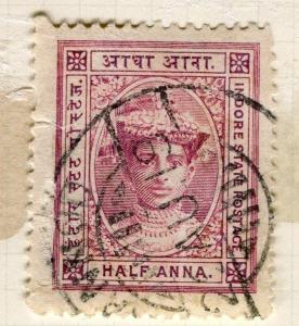 INDIA;   INDORE 1904 early Holkar III issue 1/2a. fine used nice Postmark