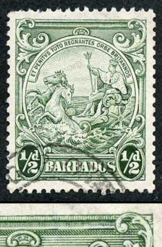 Barbados SG248a 1/2d Perf 13.5 x 13 R10/6 RECUT LINE Fine Used 