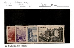 France, Postage Stamp, #B197-B200 Mint NH, 1945 World War 2 Ruins (AD)