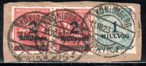 Germany Reich Scott # 269 (2), 281, used, opp, exp.h/s, Mi# 314AW+309AWa