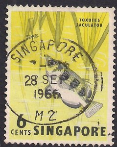 Singapore 1962 - 66 QE2 6ct Archerfish SG 67 ( K1175 )