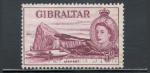 Gibraltar 1953 Queen Elizabeth II & Airport 5p Scott # 139 Used