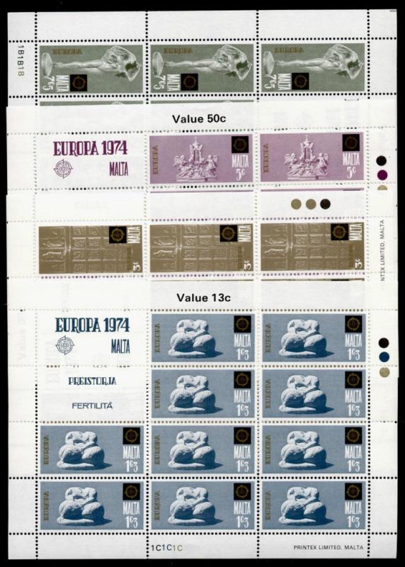 Malta 480-3 Sheets MNH EUROPA, Art, Sculpture