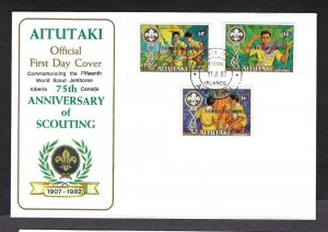 1983 Aitutaki Boy Scout 75th anniv World Jamboree ovpt FDC