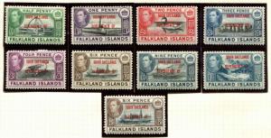 Falkland Islands - South Shetlands SC# 5L1-8, 6a  SG# D1-8, D6a EXTENDED set MH