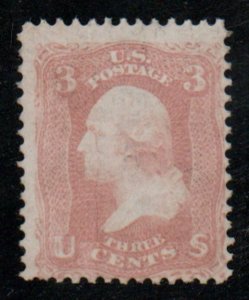 US #64b SCV $600.00 VF mint, ROSE PINK, traces of gum, natural paper  flaw, S...