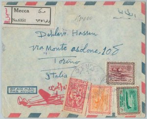 74149 -  SAUDI ARABIA - POSTAL HISTORY - REGISTERED COVER from MECCA to ITALY