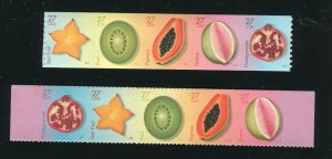 4253 - 4257 and 4258 - 4262 Tropical Fruit Strips of 5 27¢ Stamps MNH