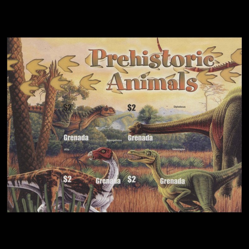 Grenada 2005 Prehistoric Animals imperf proof sheetlet ✔️