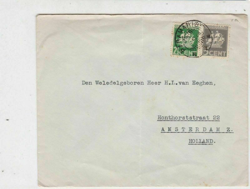 Suriname 1938 Paramaribo to Holland Stamps Cover ref 22353