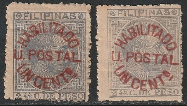 Philippines 1887 Sc 100-1 MH*/MNG(*) toned