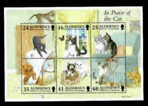 CATS-SHEET OF 6 PLAYFUL CATS-ALDERNEY-SCOTT #97a