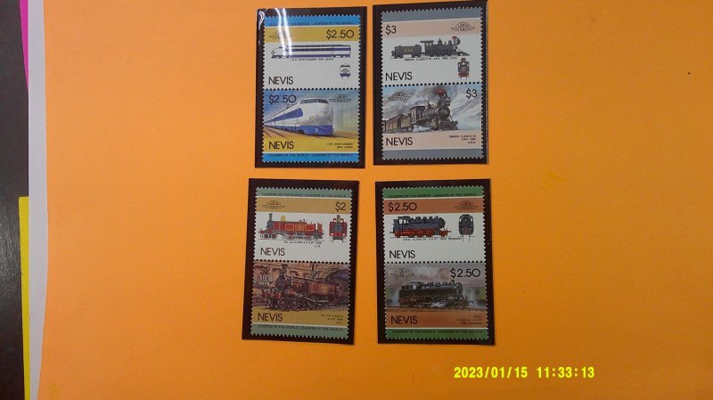 Nevis Island Trains 1984 Scott# 190-223 Complete MNH set of 34 Pairs (64 values)