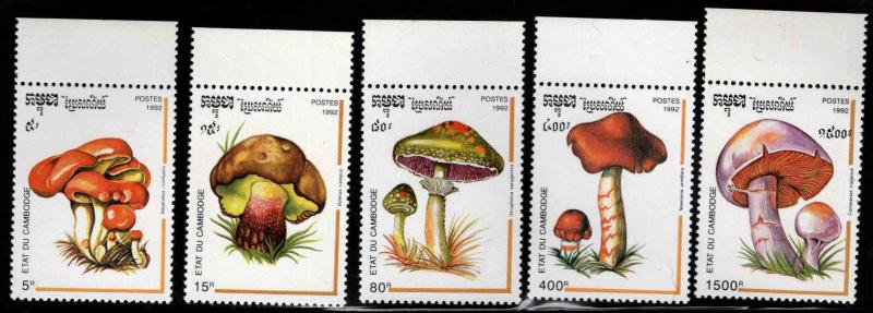 Cambodia Scott 1242-1246 MNH** 1992 Mushroom set