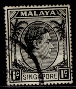 SINGAPORE GVI SG16, 1c black, FINE USED.