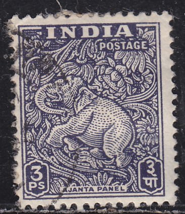 India 207 Ajanta Panel, Carved Elephant 1949