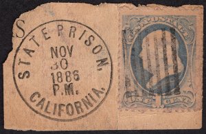 SC# 206  Fine State Prison California cancel.  Showpiece!