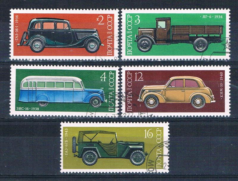 Russia 4325-29 Used set Antique Autos 1975 (R0772)