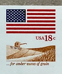 1890a Flag & Grain 18 cent IMPERF ERROR Block of 4 no tagging VF MNH