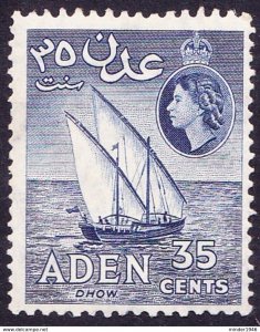 ADEN 1958 QEII 35c Deep Blue SG57 MH