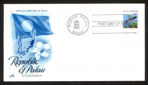 PALAU 1983 $1.00 SQUID Marine Life Issue Sc 19 U/A Cachet FDC