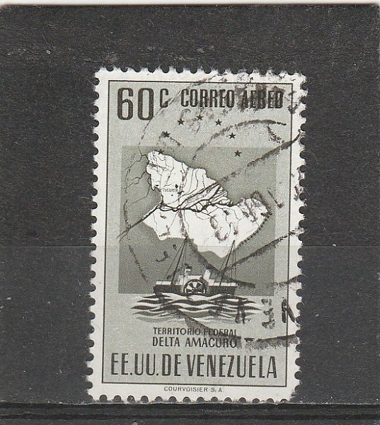 Venezuela  Scott#  C452  Used  (1953 Map of Delta Amacuro)
