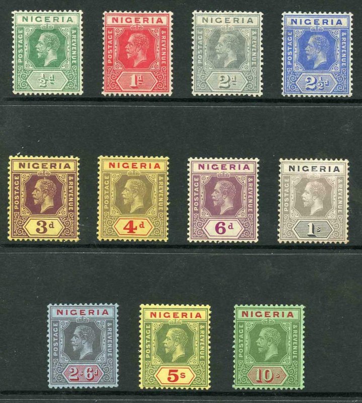 Nigeria SG1/11 1914-29 KGV Wmk Mult Crown CA Part Set of 11 M/M