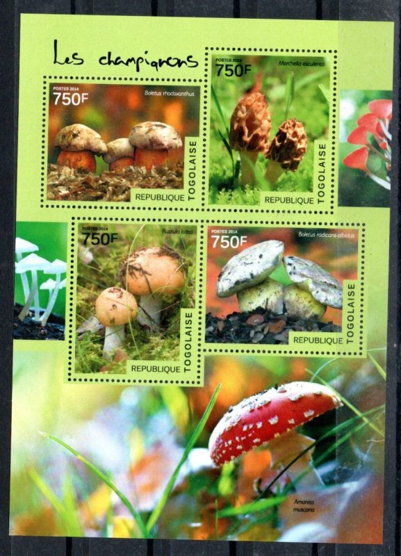 TOGO - MUSHROOMS - 2014 - 4 Stamps - M/S -