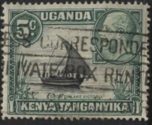 Kenya (KUT) 47 (used) 5c dhow on Lake Victoria, green & black (1935)