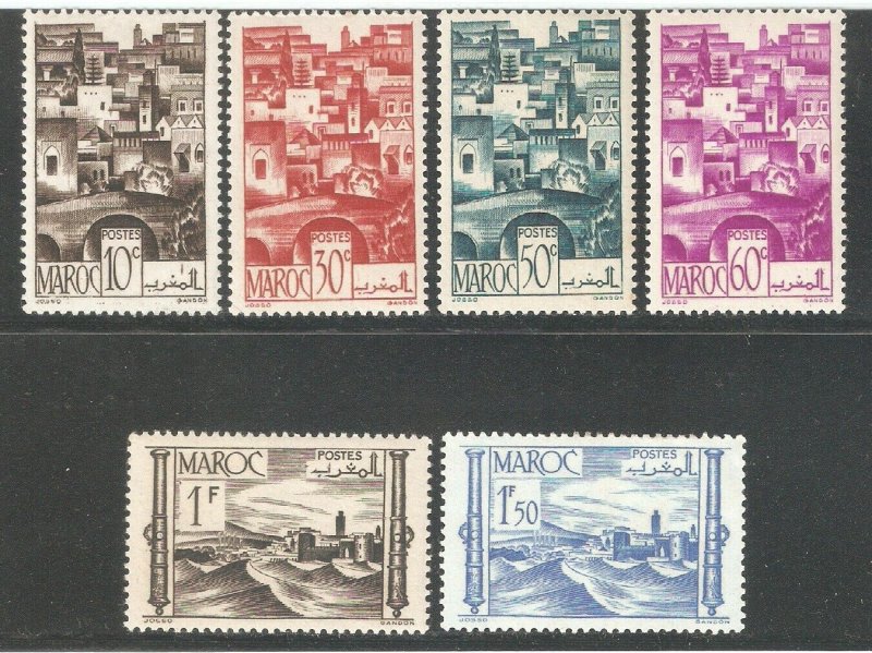 French Morocco 1947,6 stamps,Scott # 221-226,VF 2 Mint*/4 MNH** (SL-1)