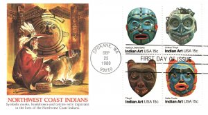 US FIRST DAY COVER SET OF 5 DIFFERENT INDIAN ART MASKS SERIES ISSUE OF 1980