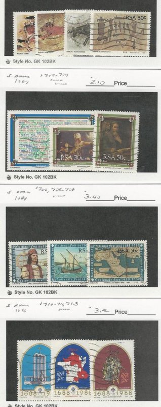 South Africa, Postage Stamp, #694//713 Used, 1987-88 Map, Ship, Art