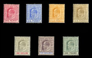 Bahamas #37-43 Cat$471.50, 1902 KEVII, set of seven, hinged