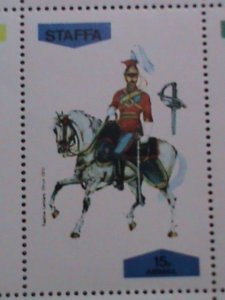 STAFFA-SCOTLAND-UNIFORMS ON HORSES SOLDERS MNH  S/S VF EST.VALUE $12