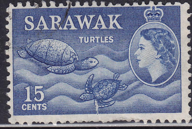 Sarawak 204 USED 1955 Sea Turtles