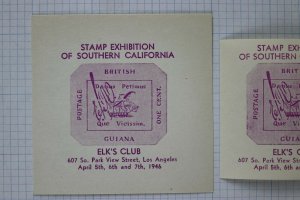 Elk's Club Los Angeles 1946 British Guiana magenta Expo So Cal Philatelic label