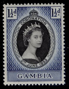 GAMBIA QEII SG170, 1½d 1953 CORONATION, NH MINT.