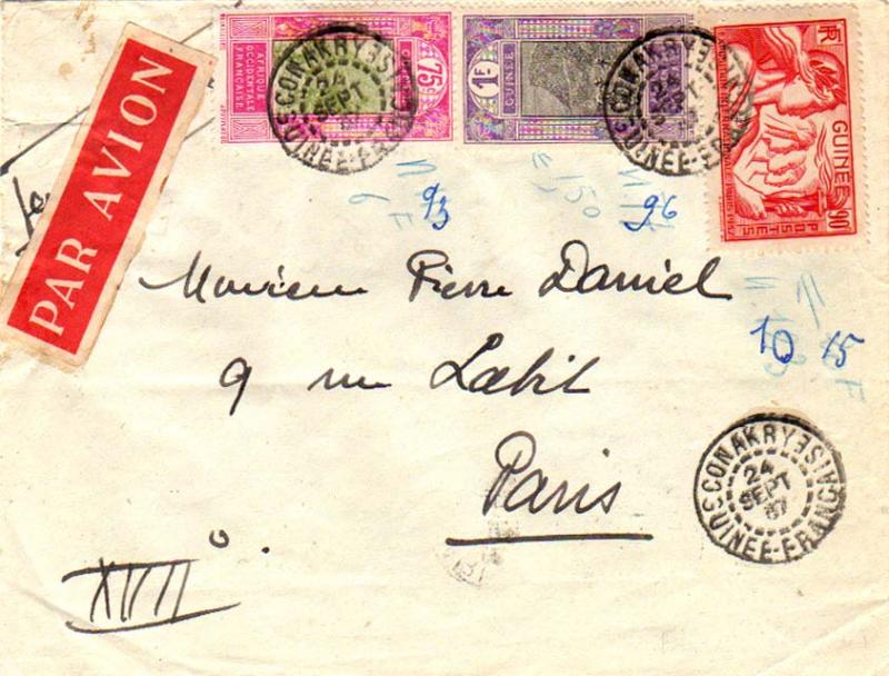 French Guinea 75c and 1F Ford at Kitim and 90c Paris International Colonial A...