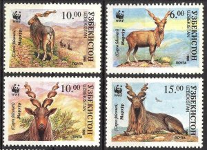 Uzbekistan 1995 WWF Goats Makhor set of 4 MNH