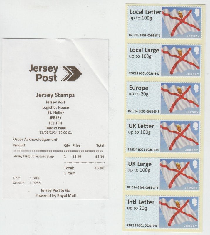 Jersey 2014, ' Flag Post & Go'  Set of 6.  unmounted mint NHM